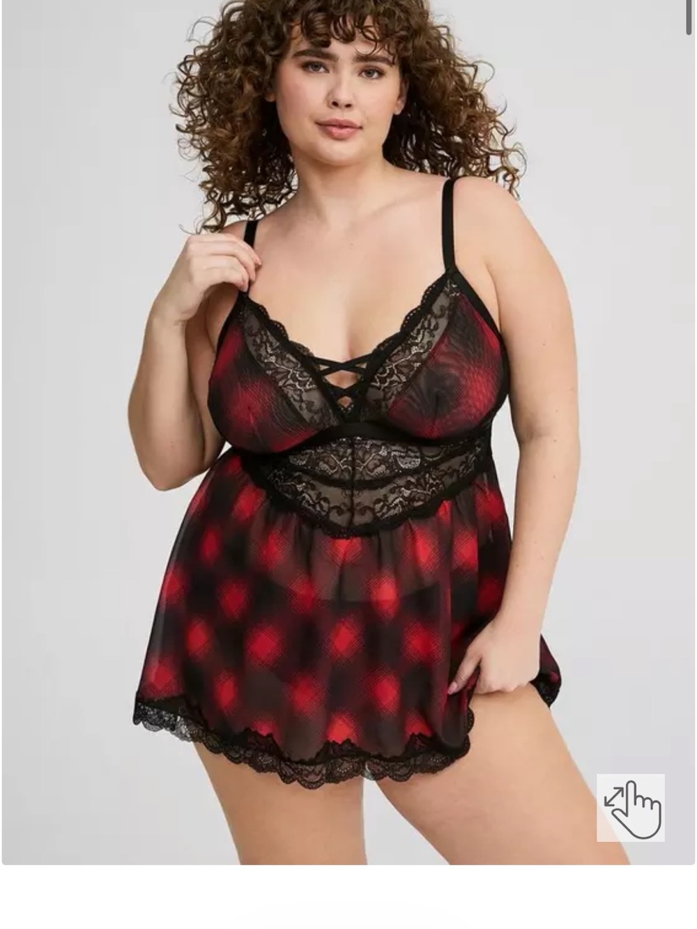 Torrid Red Plaid Lace Babydoll Chemise - Women Intimates